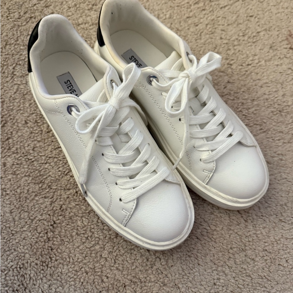 Steve Madden White Sneakers with Black Accents